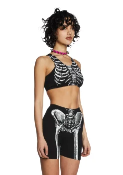Trickz N' Treatz Tops|Plus*Bone To Pick Skeleton Crop Top