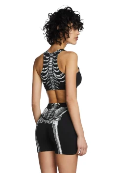 Trickz N' Treatz Tops|Plus*Bone To Pick Skeleton Crop Top