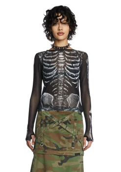 Trickz N' Treatz Tops|Plus*Boneyard Mesh Top