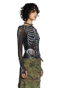 Trickz N' Treatz Tops|Plus*Boneyard Mesh Top