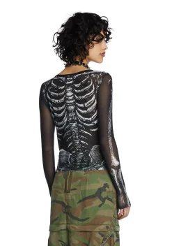 Trickz N' Treatz Tops|Plus*Boneyard Mesh Top