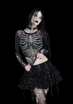 Trickz N' Treatz Tops|Plus*Boneyard Mesh Top