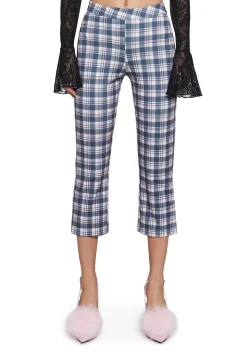 Sugar Thrillz Bottoms*Book Club Babe Plaid Capri Pants