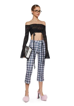 Sugar Thrillz Bottoms*Book Club Babe Plaid Capri Pants
