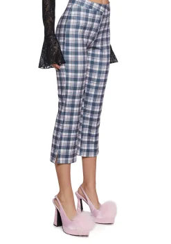 Sugar Thrillz Bottoms*Book Club Babe Plaid Capri Pants
