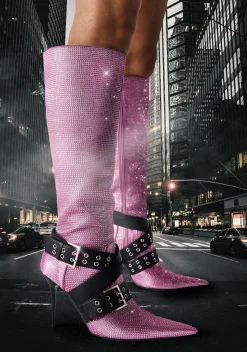 Generation Kiss Boots*Boulevard Knee High Boots - Pink Bling