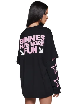 Playboy by Dolls Kill Tops*Bunny Vibe Check Long Sleeve Top