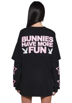 Playboy by Dolls Kill Tops*Bunny Vibe Check Long Sleeve Top