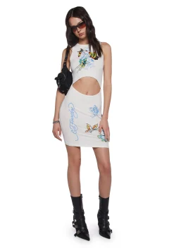 Ed Hardy Dresses*Butterfly Cut Out Ribbed Dress