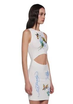 Ed Hardy Dresses*Butterfly Cut Out Ribbed Dress