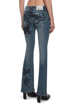 Ed Hardy Bottoms|Pants*Butterfly Denim Flared Jeans