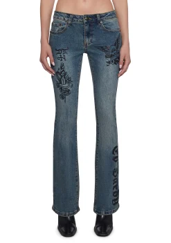 Ed Hardy Bottoms|Pants*Butterfly Denim Flared Jeans