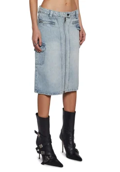 Generation Kiss Bottoms|Skirts*Camille Denim Midi Cargo Skirt