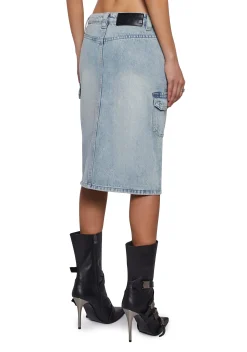 Generation Kiss Bottoms|Skirts*Camille Denim Midi Cargo Skirt