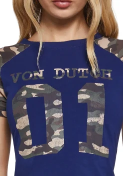 Dolls Kill x Von Dutch Tops*Camo Raglan Tee