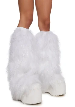 x_Leg Avenue Socks & Tights*Candied Desert Stomper Furry Leg Warmers - White