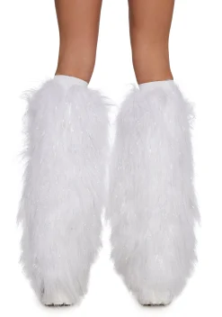 x_Leg Avenue Socks & Tights*Candied Desert Stomper Furry Leg Warmers - White