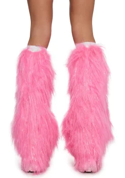 x_Leg Avenue Socks & Tights*Candied Desert Stomper Furry Leg Warmers - Pink