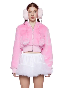 Sugar Thrillz Outerwear|Sweatshirts & Hoodies*Candy Blossom Faux Fur Hoodie - Pink