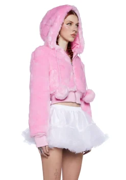 Sugar Thrillz Outerwear|Sweatshirts & Hoodies*Candy Blossom Faux Fur Hoodie - Pink