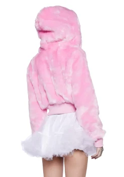 Sugar Thrillz Outerwear|Sweatshirts & Hoodies*Candy Blossom Faux Fur Hoodie - Pink