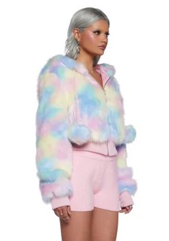 Sugar Thrillz Outerwear|Sweatshirts & Hoodies*Candy Blossom Faux Fur Hoodie - Pastel