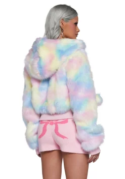 Sugar Thrillz Outerwear|Sweatshirts & Hoodies*Candy Blossom Faux Fur Hoodie - Pastel
