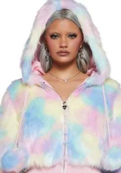 Sugar Thrillz Outerwear|Sweatshirts & Hoodies*Candy Blossom Faux Fur Hoodie - Pastel