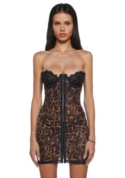 Current Mood Dresses*Captivating Gazes Slip Dress - Leopard