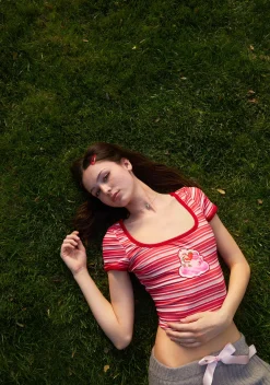 Dolls Kill | Care Bears x Strawberry Shortcake Tops|Plus*Caring Hearts Striped Tee