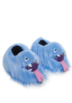 Trickz N' Treatz Flats|Slippers*Case Of The Grumpies Fuzzy Slippers - Kooky Monster