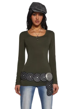 x_Heart & Hips Tops*Casual Meetups Long Sleeve Top - Olive