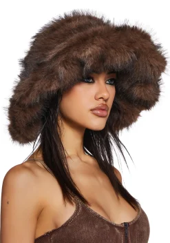 DARKER WAVS Hats*Chamber Faux Fur Bucket Hat - Dark Brown