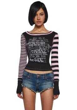Current Mood Tops|Plus*Chaotic Break Long Sleeve Tee