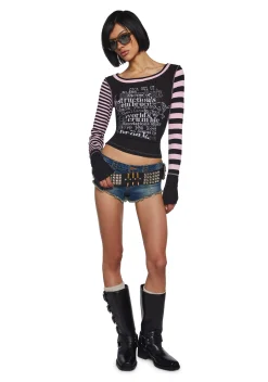 Current Mood Tops|Plus*Chaotic Break Long Sleeve Tee