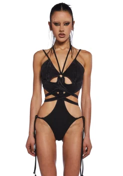 DARKER WAVS Tops*Charged Strappy Washed Bodysuit