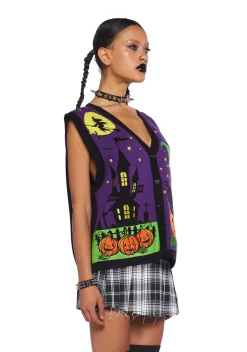 Trickz N' Treatz Tops*Charming Haunts Sweater Vest