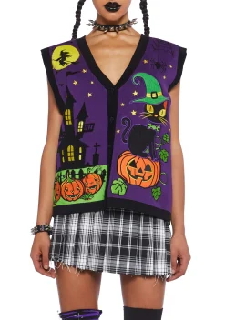 Trickz N' Treatz Tops*Charming Haunts Sweater Vest