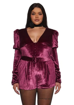 Sugar Thrillz Jumpsuits & Rompers|Plus*Chic Manners Velvet Romper - Pink