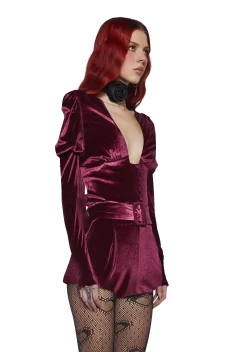 Sugar Thrillz Jumpsuits & Rompers|Plus*Chic Manners Velvet Romper - Pink