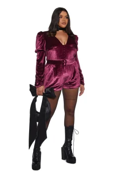 Sugar Thrillz Jumpsuits & Rompers|Plus*Chic Manners Velvet Romper - Pink