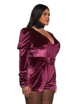 Sugar Thrillz Jumpsuits & Rompers|Plus*Chic Manners Velvet Romper - Pink