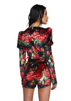 Sugar Thrillz Jumpsuits & Rompers|Plus*Chic Manners Velvet Romper - Black/Red