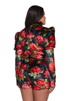 Sugar Thrillz Jumpsuits & Rompers|Plus*Chic Manners Velvet Romper - Black/Red
