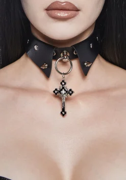 Widow Jewelry*Choker Collar With Cross