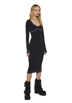 DARKER WAVS Dresses*Chord Bleached Midi Dress