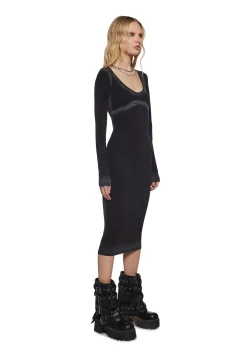 DARKER WAVS Dresses*Chord Bleached Midi Dress