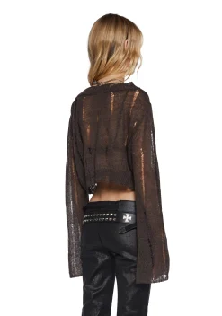 DARKER WAVS Tops*Chord Distressed Knit Sweater