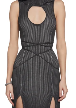 DARKER WAVS Dresses*Chord Hooded Cut Out Dress