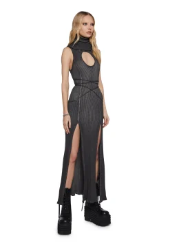 DARKER WAVS Dresses*Chord Hooded Cut Out Dress